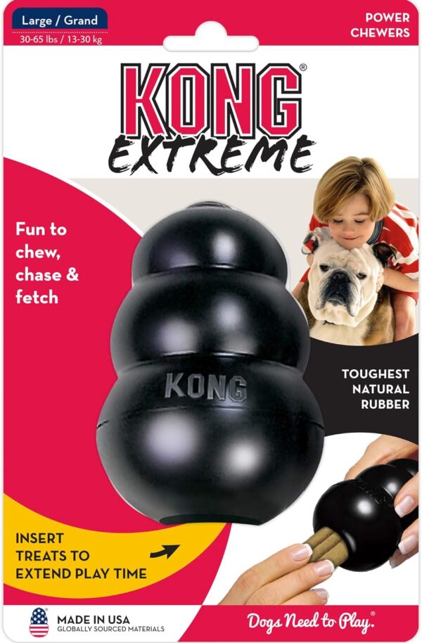 KONG Extreme Dog Toy - Fetch & Chew Toy - Treat-Filling Capabilities & Erratic Bounce for Extended Play Time Most Durable Natural Rubber Material - for Power Chewers - for Large Dogs - Image 8