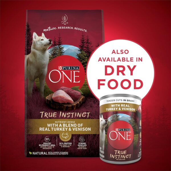 Purina ONE True Instinct Tender Cuts in Gravy With Real Turkey and Venison, and With Real Chicken and Duck High Protein Wet Dog Food Variety Pack - (Pack of 12) 13 oz. Cans - Image 8