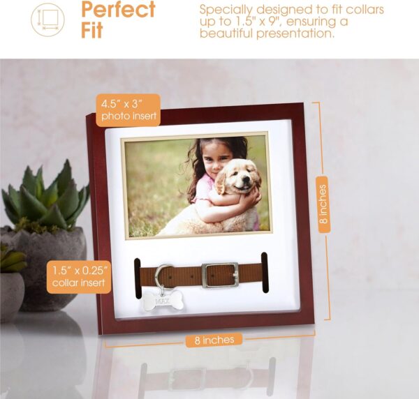 Pearhead Pet Collar Keepsake Frame - Dual Display Memorial Keepsake for Cat & Dog Collars, Wall Mount or Tabletop, Ideal Gift and Home Decor for Pet Owners, 3" x 4.5" Photo Insert, Espresso - Image 2