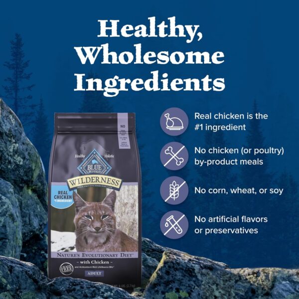 Blue Buffalo Wilderness Nature's Evolutionary Diet High-Protein, Grain-Free Natural Dry Food for Adult Cats, Chicken, 9.5-lb. Bag - Image 6