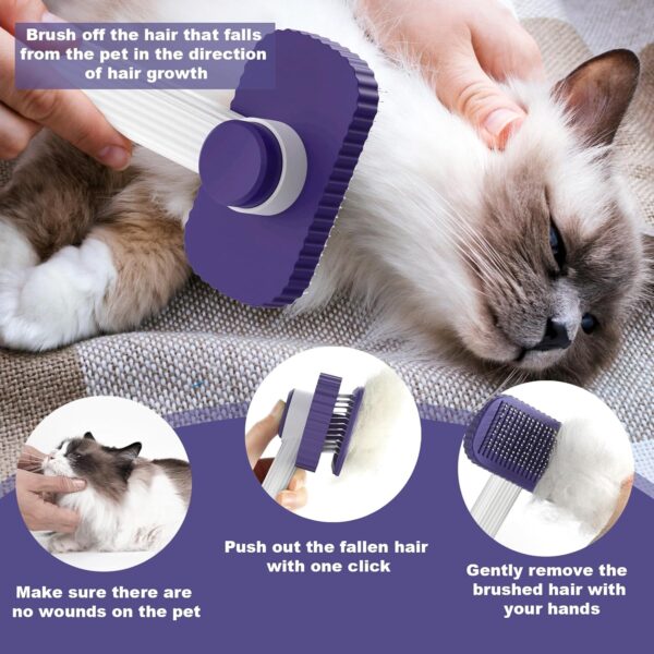 Cat brush, Cat Brush for Long or Short Haired Cats, Remove Loose Fur and Mats, Rounded Pins Reduces Painful Pulling, Not for Tangle and Curly Fur, Dark Blue - Image 5