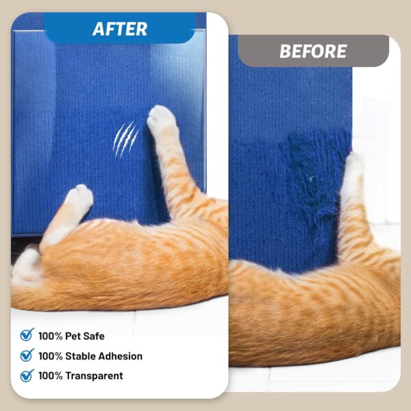 【NO PINS】 Eosarcu Cat Scratch Furniture Protector-12 Pack Single Side Couch Protector from Cat Claws, Premium Cat Couch Protector with Strong Stickiness, Anti Scratch Furniture Protector - Image 3