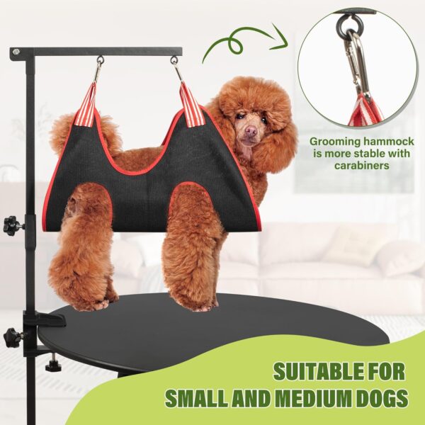 Dog Grooming Arm with Pet Grooming Hammock, getlstub 35" Pet Grooming Table Arm with Adjustable No Sit Haunch Holders, Dog Grooming Stand with Loop Noose for Small and Medium Pets - Image 3