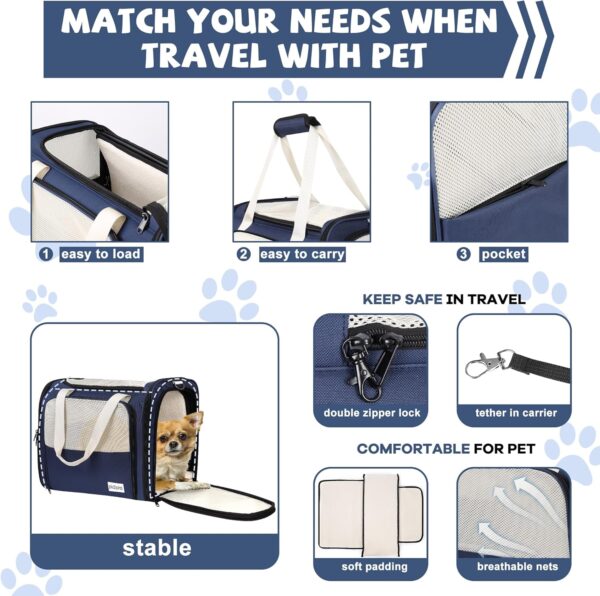 19 x 13.5 x 9.5 TSA Approved Large pet Carrier for cat and Small Dog up to 12-15 lbs,Turn Down to Under-seat for Southwest Allegiant and Other Airlines Have 9'' or 9.5'' Height Space - Image 5