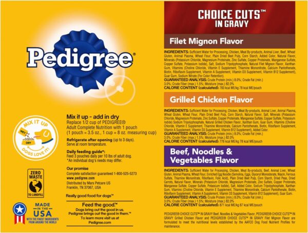 PEDIGREE CHOICE CUTS IN GRAVY Adult Soft Wet Dog Food 18-Pack Variety Pack, 3.5 oz Pouches - Image 2