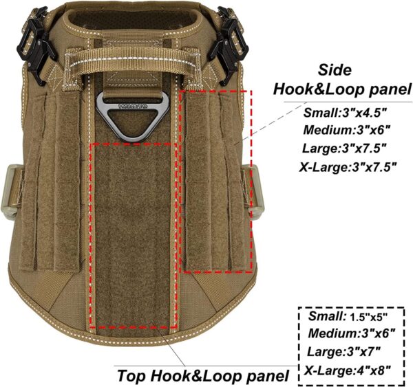 ICEFANG Tactical Dog Harness,2X Metal Buckle,Working Dog MOLLE Vest with Handle,No Pulling Front Leash Clip,Hook and Loop Panel (Medium (Pack of 1), Reflective Brown) - Image 4