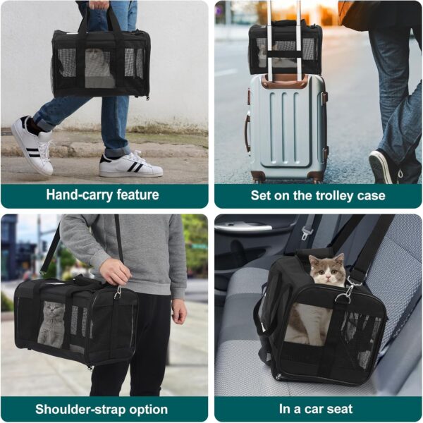 Cat Dog Pet Carrier for Medium to Large Cats (20+ lbs) and Small Dogs -Top Loading, Portable & Collapsible Cat Travel Bag Dual Kitten Sturdy Crate for Long Journeys - Holds Up to 25lbs - Image 5