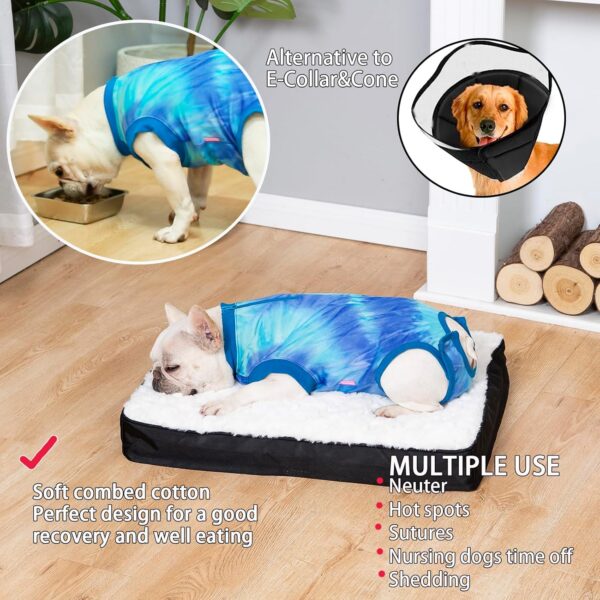 Dog Zipper Recovery Suit for Male Neuter Surgery,Female Spay Recover Onesie,Dogs Abdominal Wounds Sutures Bodysuit,E-Collar & Cone Alternative Surgical Medium Recovery Suit,Tie Dye Blue M - Image 2