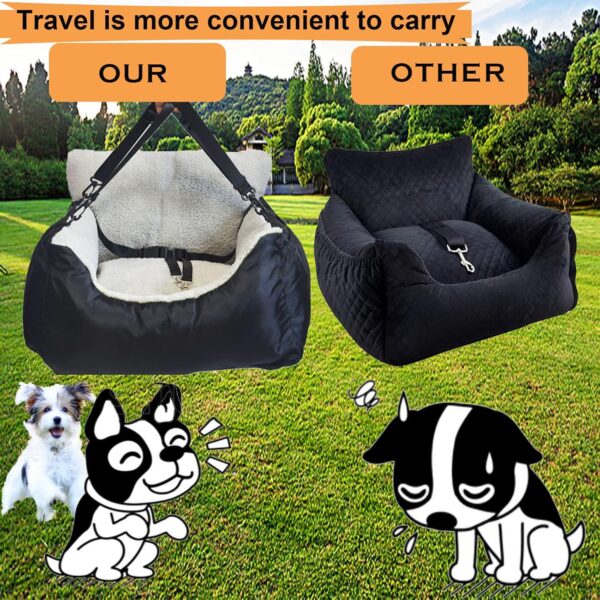 Dog Car Seat for Small Dog,Fully Detachable and Washable Ultra Soft Car Travel Bed Portable Handle and Storage Pockets,with Clip-on Soft Dog Car Seat Under 25,Portable Dog Car Travel Carrier Bed - Image 6