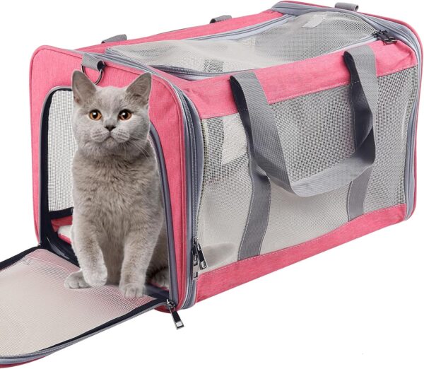 Cat Dog Carrier for Small Medium Cats Pet Carrier for Large and Medium Cats Puppies Portable Cat Carrier Soft Pet Carrier for Cats Cat Bag Carrier Airline Approved Cat Carrier(Large, Pink)