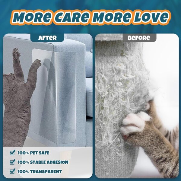 【NO PINS Pain】 Cat Scratch Furniture Protector-12 Pack Self-Adhesive Single Side Couch Protector from Cat Claws,Furniture Protectors from Cats Scratching,Anti Cat Scratching Deterren Protectors - Image 4