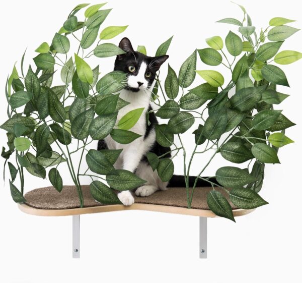 On2Pets Cat Shelves Wall-Mounted Cat Trees Cat Furniture for Climbing, Playing and Relaxing, Set of 2, Indoor Cat Shelf Made in USA… (Zen Green, Curved) - Image 5