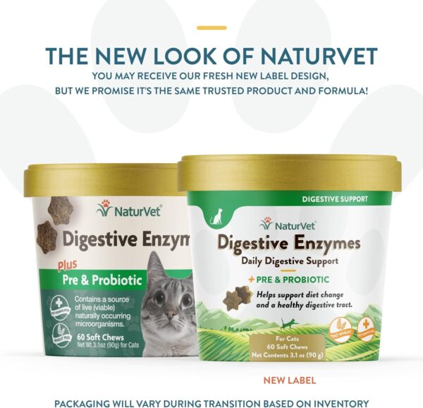 NaturVet – Digestive Enzymes for Cats Plus Probiotics – 60 Soft Chews – Helps Support Diet Change & A Healthy Digestive Tract – Aids in The Absorption of Vitamins & Minerals – 30 Day Supply - Image 2