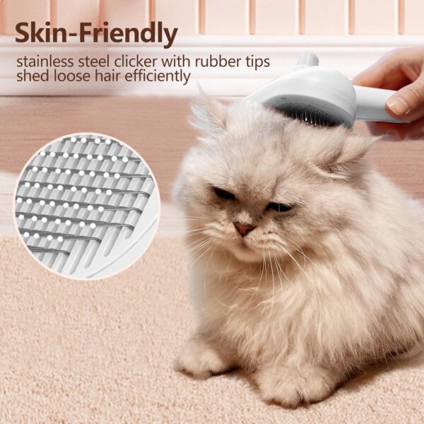 L&W BROS. Self-Cleaning Spray Cat Brush for Shedding, Removes Static Flying Hair, and Works Wonders for Both Long and Short-Haired Pets 2 In 1 Steam Brush for Cats And Dogs Grooming (White) - Image 2