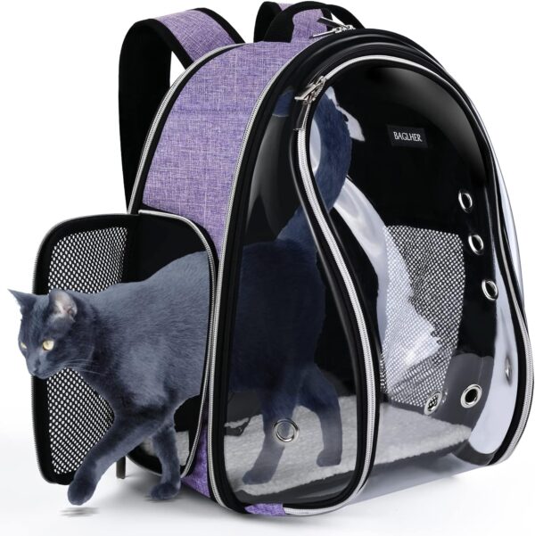 BAGLHER Cat Carrier Backpack Bubble - Fit Up to 18 Lbs - Airline-Approved Dog Backpack Carrier for Small Pets Puppies Dogs Bunny, Space Capsule Dog Carrier Backpack for Travel Outdoor Hiking, Purple