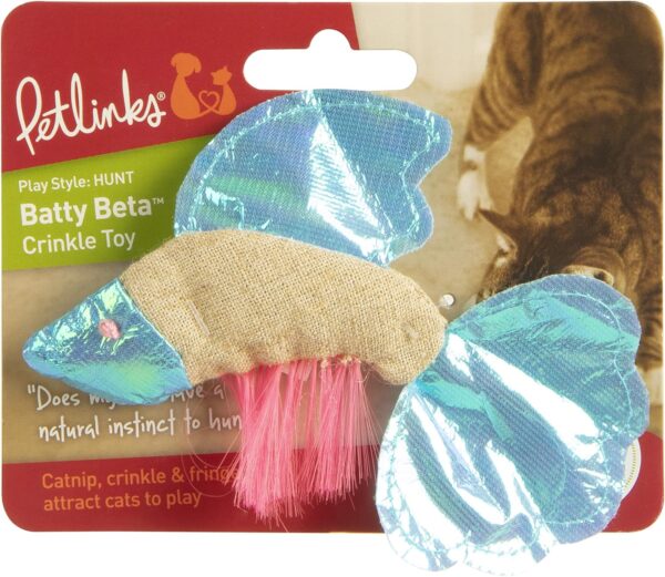 Petlinks Batty Beta Fish Crinkle Catnip Cat Toy - Tan/Blue, One Size - Image 6