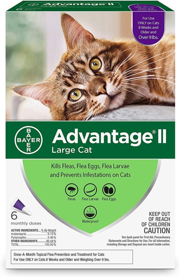 Bayer Advantage II Flea Prevention for Large Cats 6 Doses, 6 Months Supply 2 Pack Bundle - Image 2