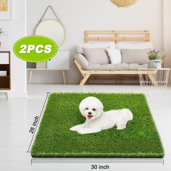 2 Pack 26"x30" Dog Grass Pee Pads, Reusable Artificial Grass Turf Rug for Puppy & Cats, Washable Fake Grass Mat Dog Pee Pad Replacement Outdoor Indoor Potty Training Pads with Drainage Holes - Image 2