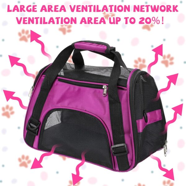 2 Pcs Pet Carrier, Soft Sided Pet Travel Carrier for Cats, Airline Approved Kitty Carrier Portable Dog Bags for Traveling Little Dogs, Rabbits, Puppy, Cat, Small Size (Pink, Purple) - Image 3