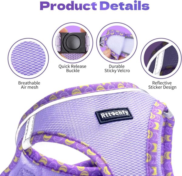 Dog Harness for Small and Medium Size Dogs, Soft Mesh Step in Vest Harness, No Pull and No Choke Puppy Harness for Training Walking, (Purple XS) - Image 3