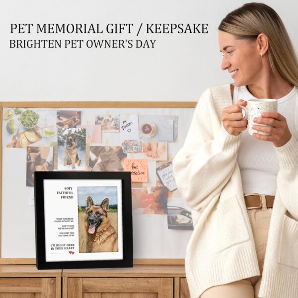 Dog Memorial Gifts for Loss of Dog,Pet Memorial Frame with 2 Display Mats,Dog or Cat Memorial Picture Frame for 4x6 Photo,Wooden Remembrance Frame for Dog,Loss of Dog Sympathy Gift - Image 7