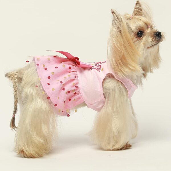 Fitwarm Birthday Girl Dog Tulle Dress, Dog Clothes for Small Dogs Girl, Cat Apparel, Pink, Large - Image 7