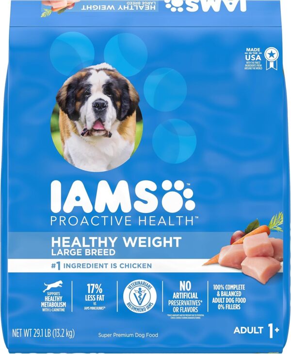 IAMS Adult Healthy Weight Control Large Breed Dry Dog Food with Real Chicken, 29.1 lb. Bag