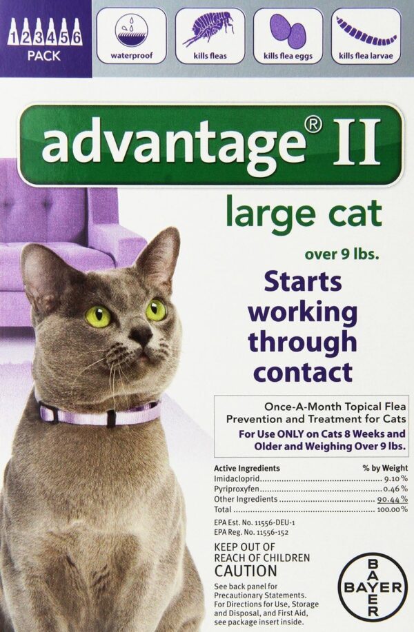 Advantage Flea Control for Cats and Kittens Over 9 lbs 6 Month Supply - Image 2