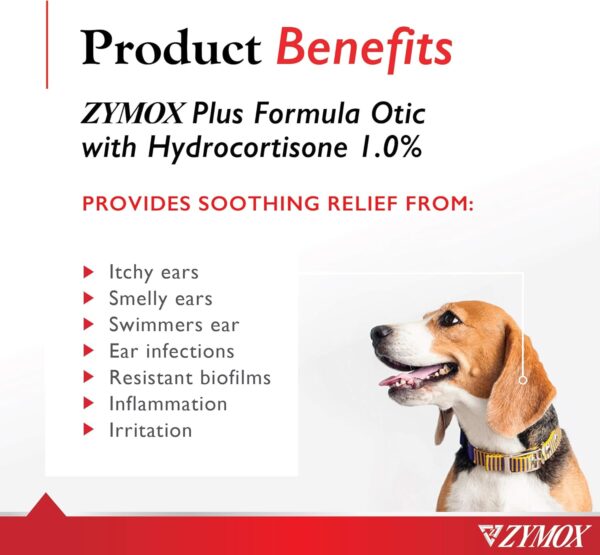 Zymox Advanced Formula Otic Plus Enzymatic Ear Solution for Dogs and Cats with 1% Hydrocortisone, 1.25oz - Image 2