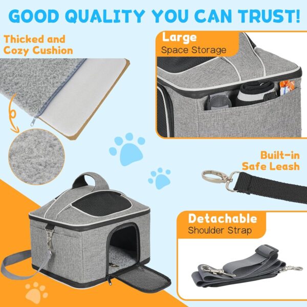 Cat Carrier, Pet Carrier Airline Approved for Cat, Soft Sided Large Cat Carrier Soft, Collapsible Pet Travel Carrier Bag for Small Medium Cats Small Dogs Puppy Under 20lbs(15.3"x12.2"x11.4") - Image 3