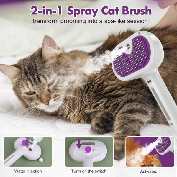 Katoggy Steam Cat Brush, Self Cleaning Dog Steam Grooming Brush, Easy To Clean, Remove Static Flying Hair Spray Grooming Brush for Cats and Dogs - Image 2