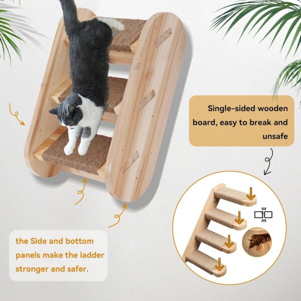 Wall Mounted Cat Furniture 3PCS Set, Solid Wood Cat Shelves and Perches for Wall Cat Hammock Cat Perches Cat Climbing Wall Steps Cat Ladder for Kitty & Kitten - Image 5