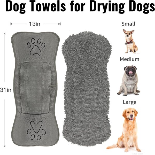 Microfiber Dog Towels for Drying Dogs, Super Absorbent, Soft and Quick Drying Pet Grooming Towel, 31Inch X 13Inch, Perfect Pets' Shower & Bath Supplies for Dog and Cat, Machine Washable, Grey - Image 3