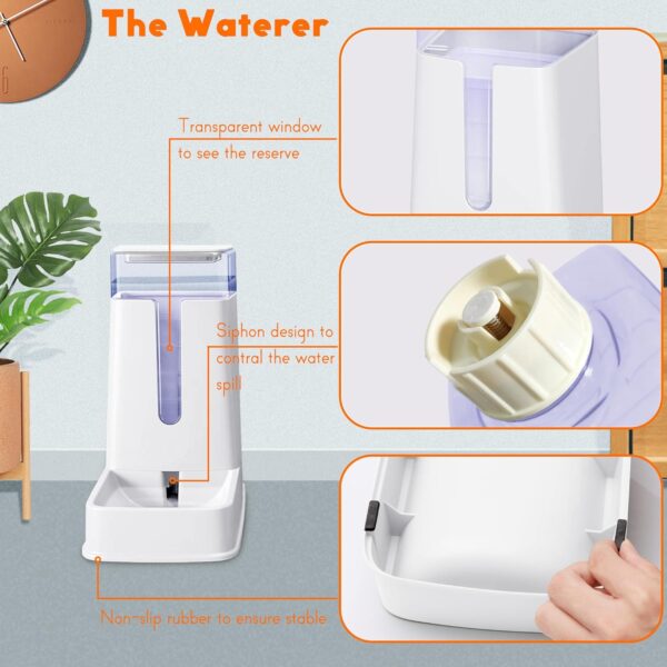 Automatic Cat Feeder and Cat Water Dispenser in Set 2 Packs Automatic Dog Feeder and Dog Water Dispenser 1 Gallon for Small Medium Big Dog Pets Puppy Kitten (white) - Image 4