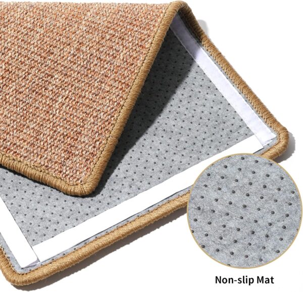 FUKUMARU Cat Scratcher Mat, 23.6 X 15.7 Inch Natural Sisal Cat Scratch Mats, Horizontal Cat Floor Scratching Pad Rug with Sticky Velcro Tapes, Protect Couch and Carpets - Image 6