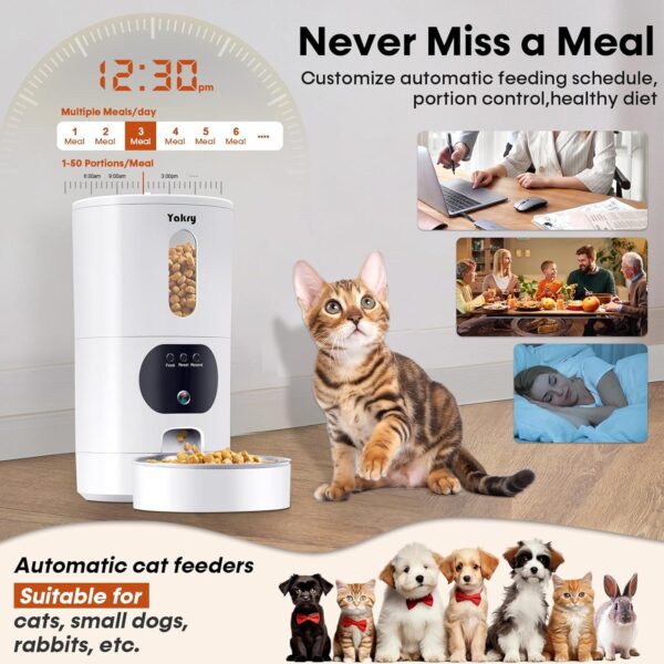 Automatic Cat Feeders Camera 5G: WiFi Easy to Clean Timed Smart Dog Food Dispenser 2-Way Audio Memory Function Pet Feeder HD 1080P Video Record APP Control Dry Food Clear Night Vision Yakry - Image 3