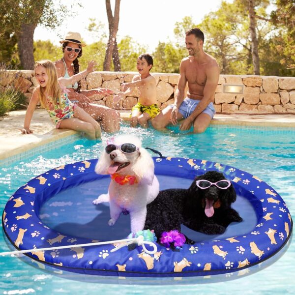 Inflatable Dogs Pool Float with Rope,Dogs Swim Raft Floating Mat,Pet Float for Small Medium Puppy Swimming - Image 7