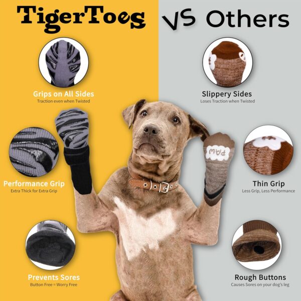 DOK TigerToes Premium Non-Slip Dog Socks for Hardwood Floors - Extra-Thick Grip That Works Even When Twisted - Prevents Licking, Slipping, and Great for Dog Paw Protection - Size Large - Image 4