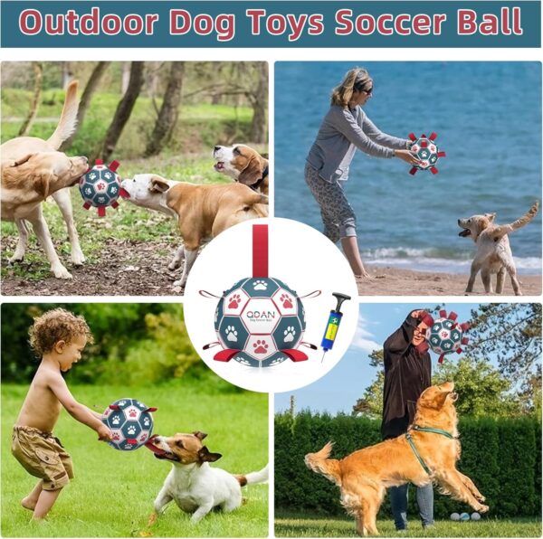 Dog Toys Soccer Ball with Straps, Interactive Toys for Tug of War, Puppy Birthday Toy, Dog Water Toy, Dog Balls for Small & Medium Dog (6 Inch) - Image 4