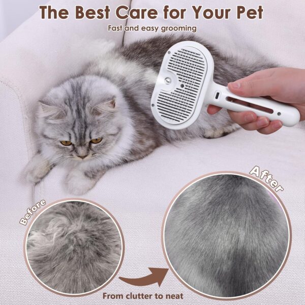 Cat Steam Brush Cat Grooming Brush Steamy Cat Brush Easy to Clean Steam Brush for Cat Brush with Steam Friendly Cat Hair Brush Removes Static Flying Hair Pet Brush Rechargeable Steam Brush for Dogs - Image 4