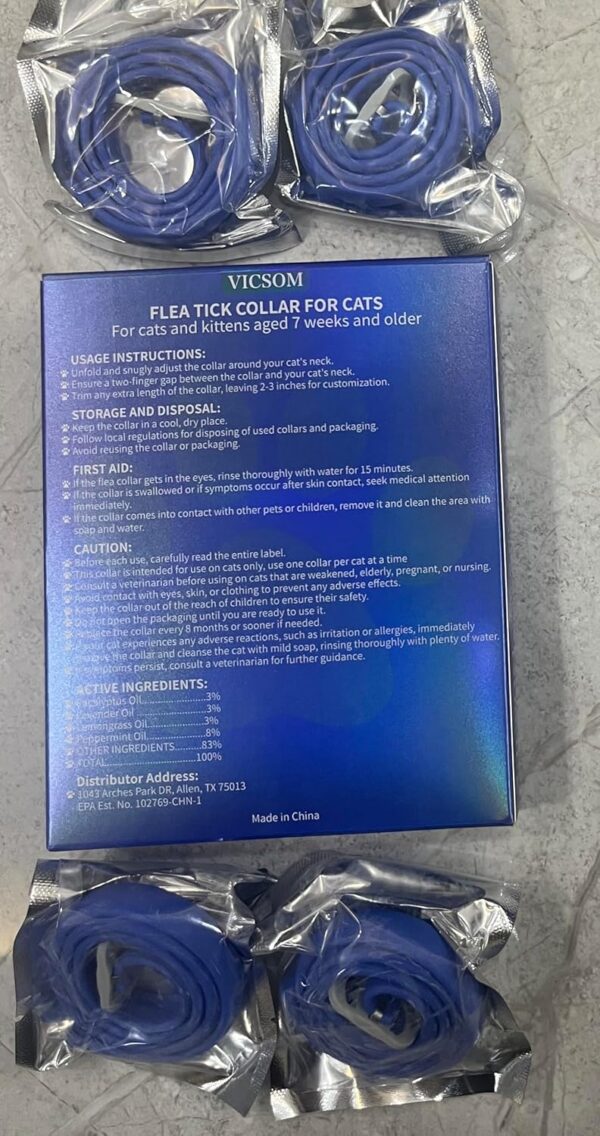 4 Pack Flea Collar for Cats, Cat Flea and Tick Collar 8 Months Prevention Cat Flea and Tick Treatment, Waterproof Adjustable Cat Flea Collar, Natural Anti Tick and Flea Collar for Kitten, Blue - Image 7