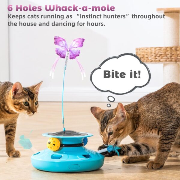 4-in-1 Interactive Cat Butterfly Toy,Automatic Ambush Feather with Track Balls,Electronic Robotic Electric Cat Toy for Indoor Cats/Kittens,USB Charging,Random Movement - Image 4