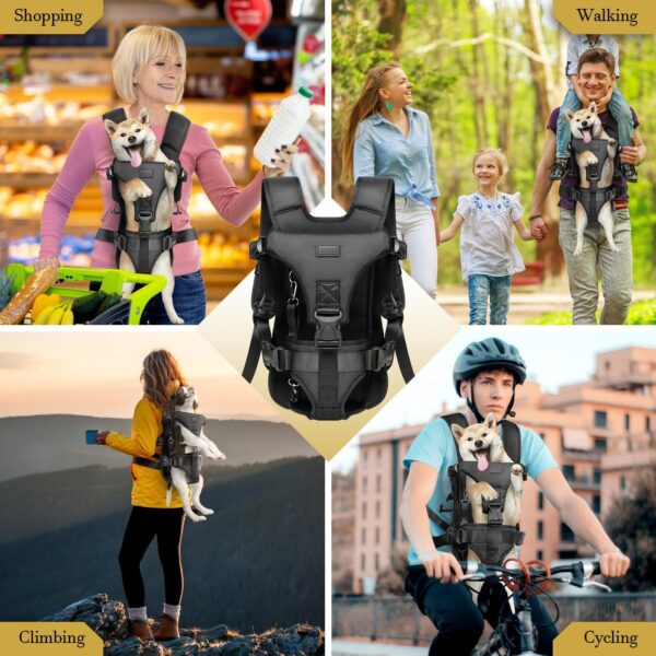 YUDODO Dog Backpack Carrier with 7 Adjustable Buckles Easy-fit Pet Dog Front Carrier for Small Dog Legs Out Dog Chest Carrier for Traveling Walking Cycling (M Black) - Image 7