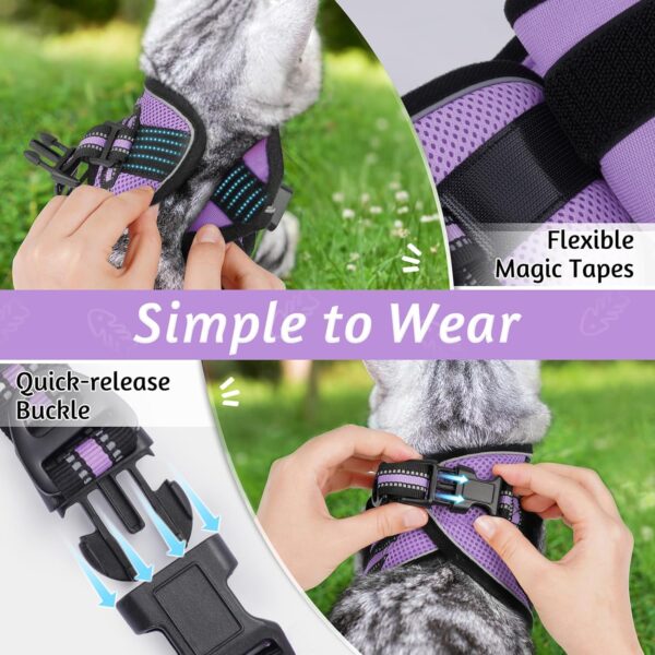 rabbitgoo Cat Harness and Leash Set for Walking Escape Proof, Adjustable Soft Kittens Vest with Reflective Strip for Cats, Comfortable Outdoor Vest, Light Purple, S - Image 3