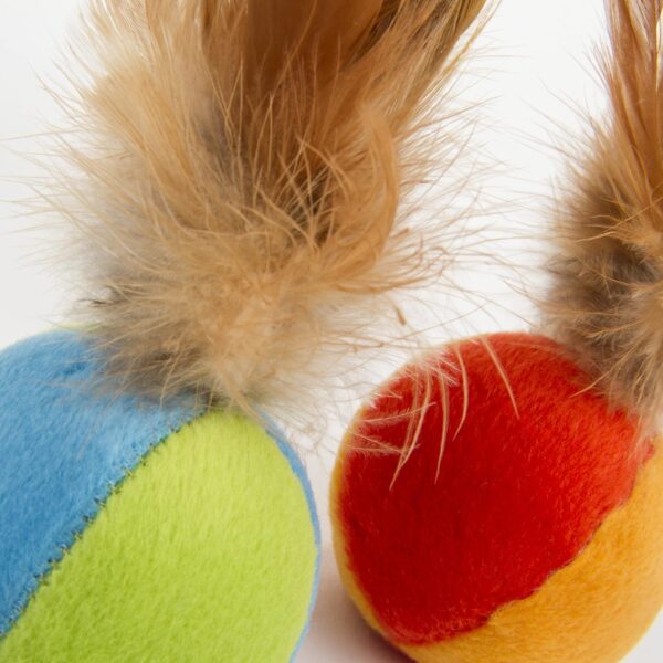 SmartyKat (2 Count) Flutter Balls Feather Cat Toys - Multi Color, 2 Count - Image 2