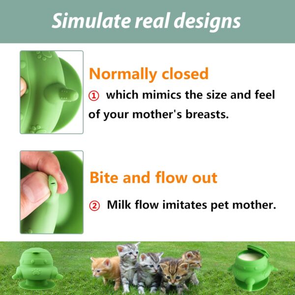 Puppy bottles for nursing,Puppy milk feeders for multiple puppies nipple,Puppy Feeder Milk Bowl,4 Nipples Silicone Puppy Nursing Station,Feeder Bowl for Kittens, Puppies,Capacity 240ml（Green） - Image 4