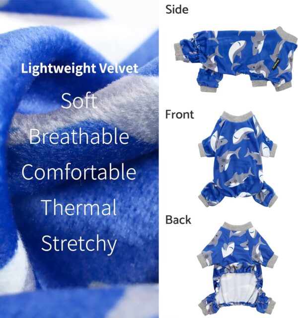 Fitwarm Shark Dog Pajamas, Dog Clothes for Small Dogs Girl Boy, Pet Onesie with Feet, Doggy Outfit, Lightweight Velvet, Royal Blue, Small - Image 4