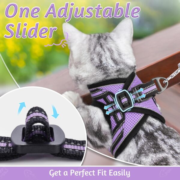 rabbitgoo Cat Harness and Leash Set for Walking Escape Proof, Adjustable Soft Kittens Vest with Reflective Strip for Cats, Comfortable Outdoor Vest, Light Purple, S - Image 7