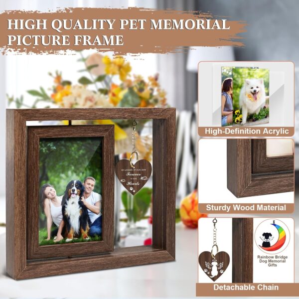 Dog Memorial Picture Frame, Pet Memorial Gifts for Dogs Rotating Wooden Photo Frame 4x6in, Dog Memorial Gifts for Loss of Dog, Rainbow Bridge Pet Loss Sympathy Gift for Dog Lovers - Image 3