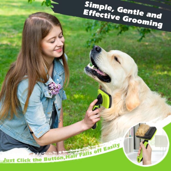 3PCS Dog Brush I Dog Brush for Shedding I Deshedding Dog Brush I Dog Bath Brush I Slicker Brush For Dogs I Dog Comb I Premium Pet Supplies (Green Black) - Image 4